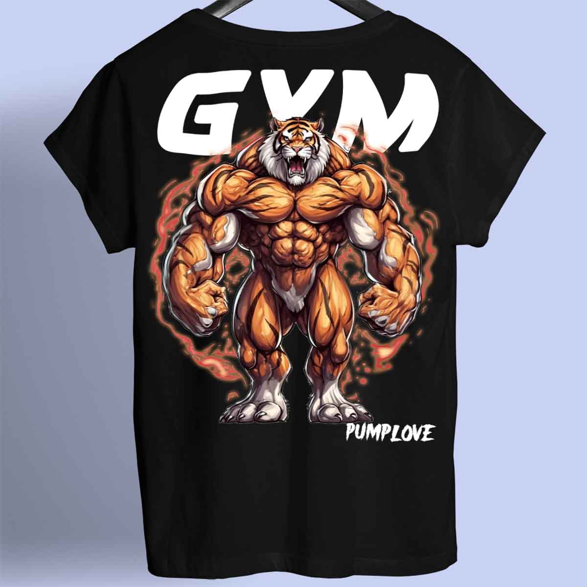 Gym Tiger - Maglietta Premium con stampa sul retro unisex