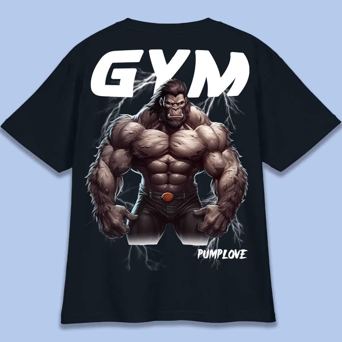 Gym Gorilla - T-shirt oversize unisex con stampa posteriore