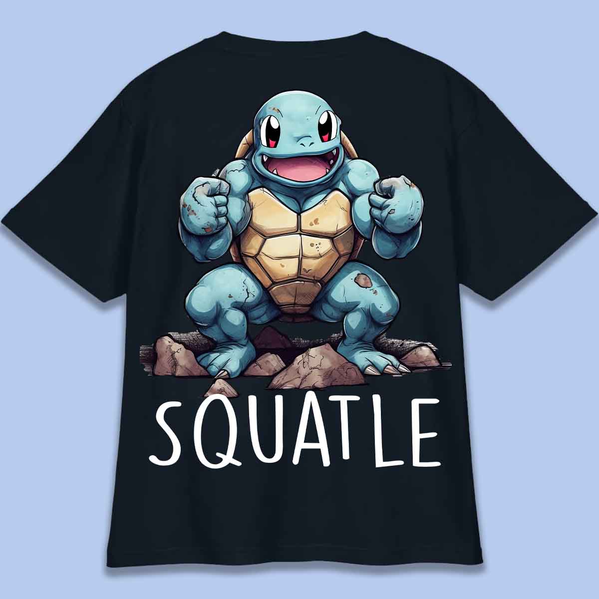 Squatle - T-shirt oversize unisex con retrostampa