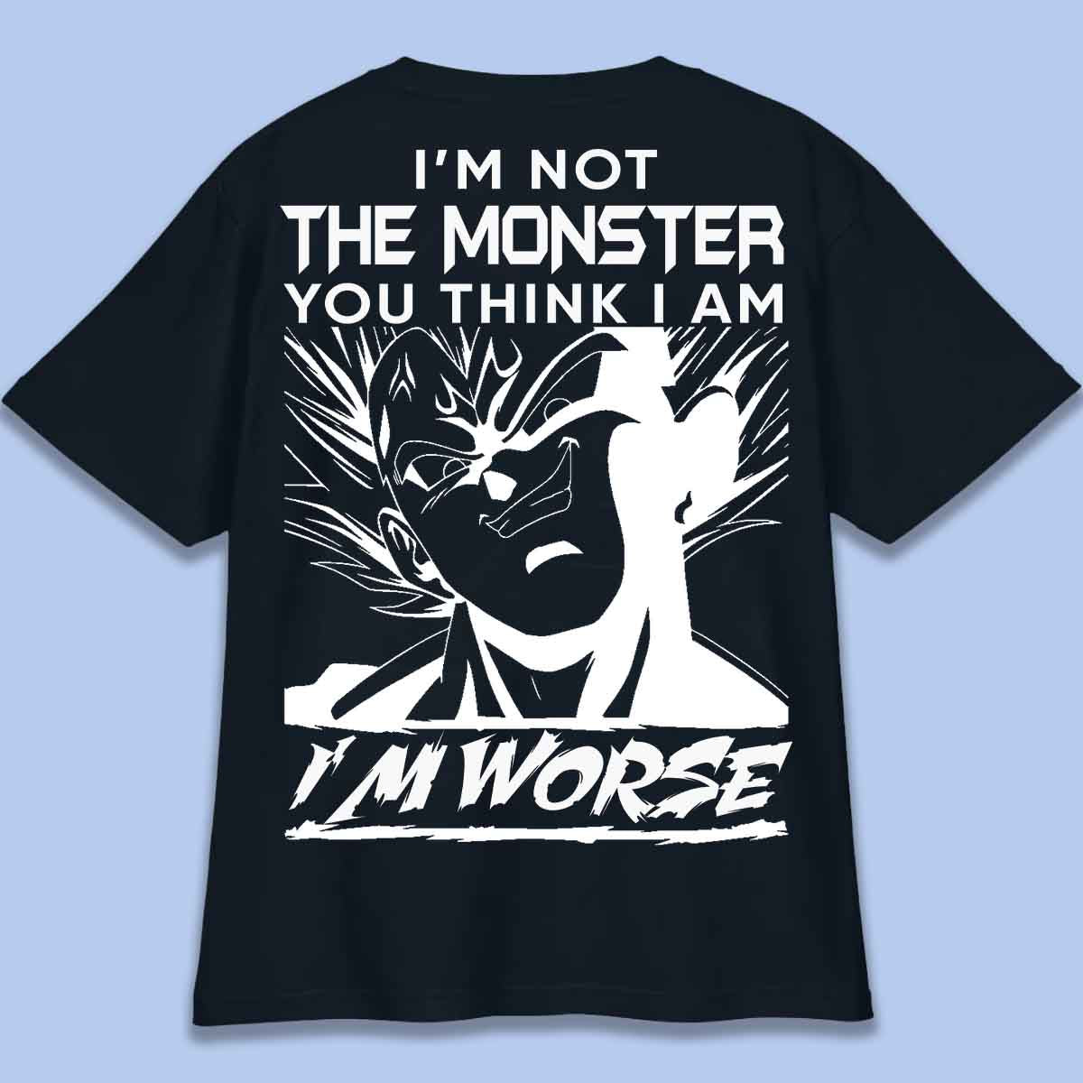 Monster - T-shirt oversize unisex con retrostampa