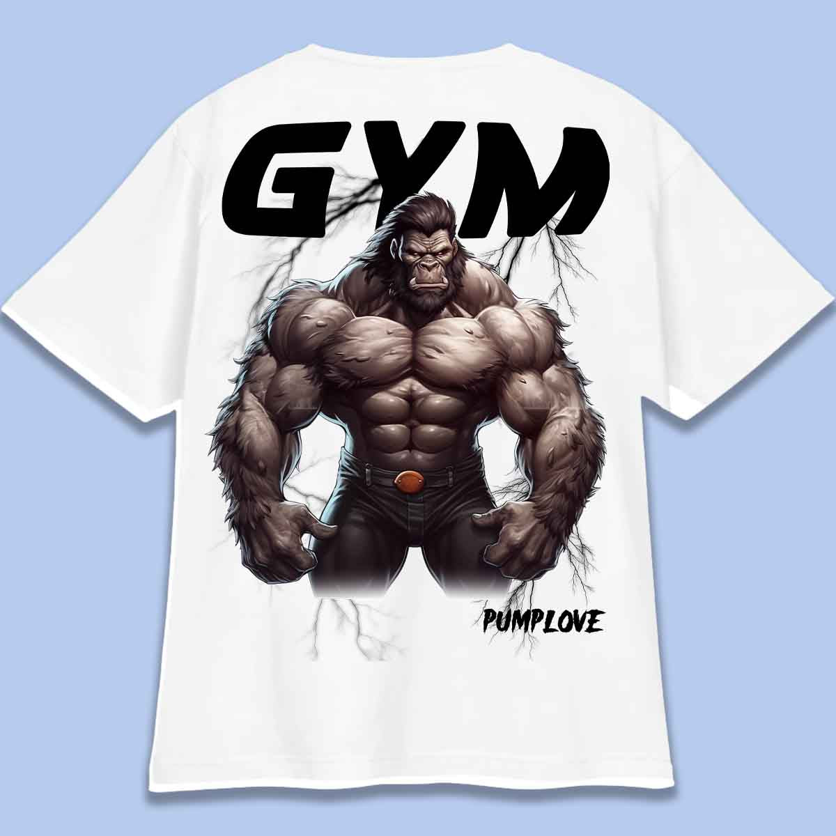 Gym Gorilla - T-shirt oversize unisex con stampa posteriore