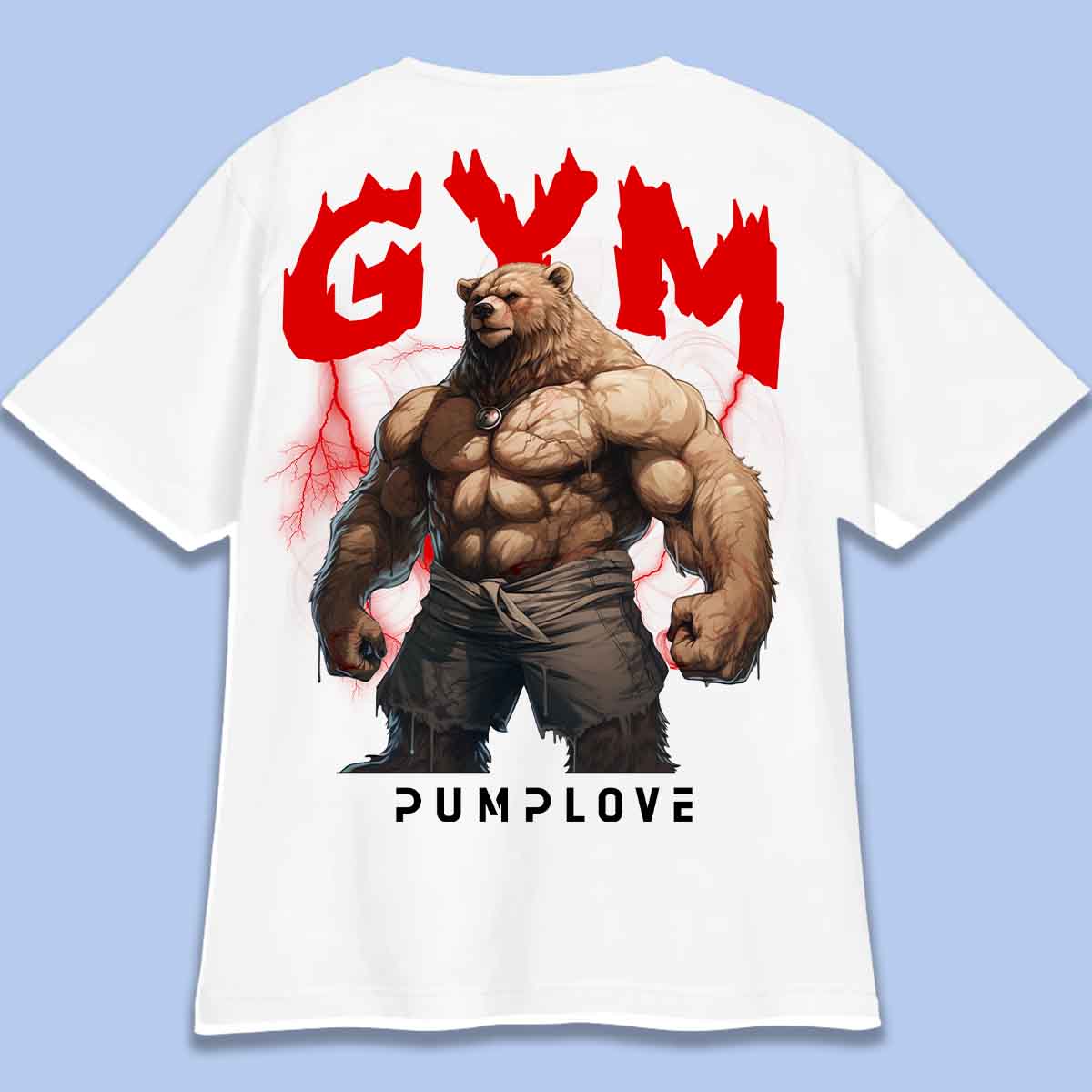 Gym Bear - T-shirt oversize unisex con stampa posteriore