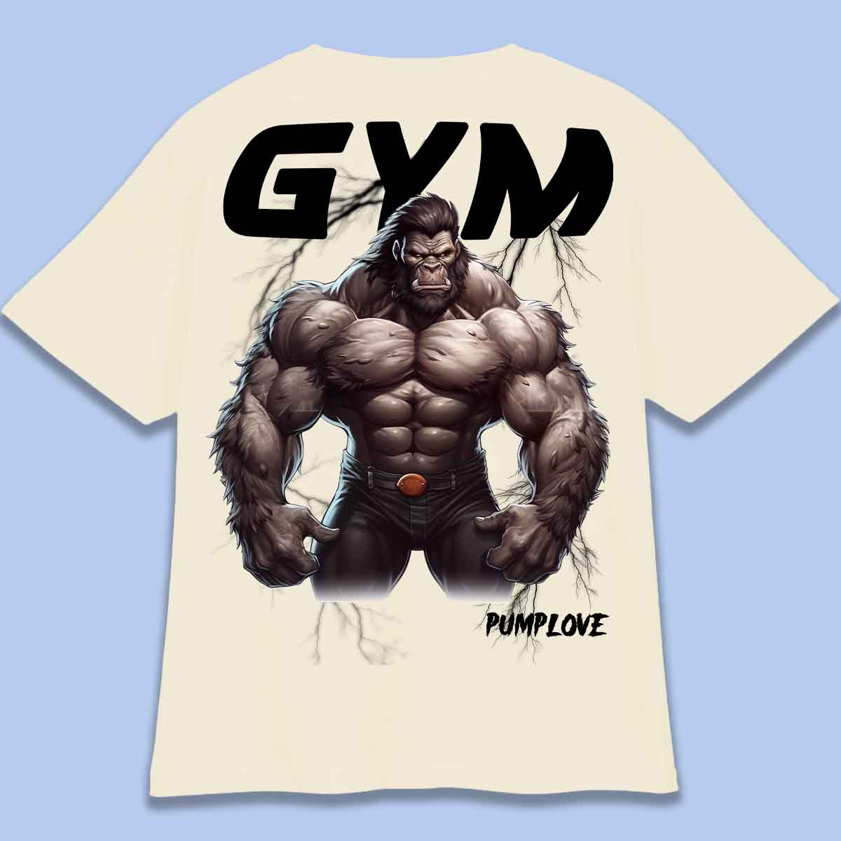 Gym Gorilla - T-shirt oversize unisex con stampa posteriore
