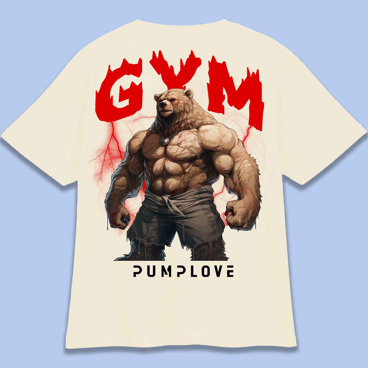 Gym Bear - T-shirt oversize unisex con stampa posteriore