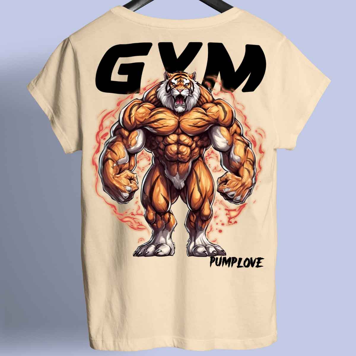 Gym Tiger - Maglietta Premium con stampa sul retro unisex