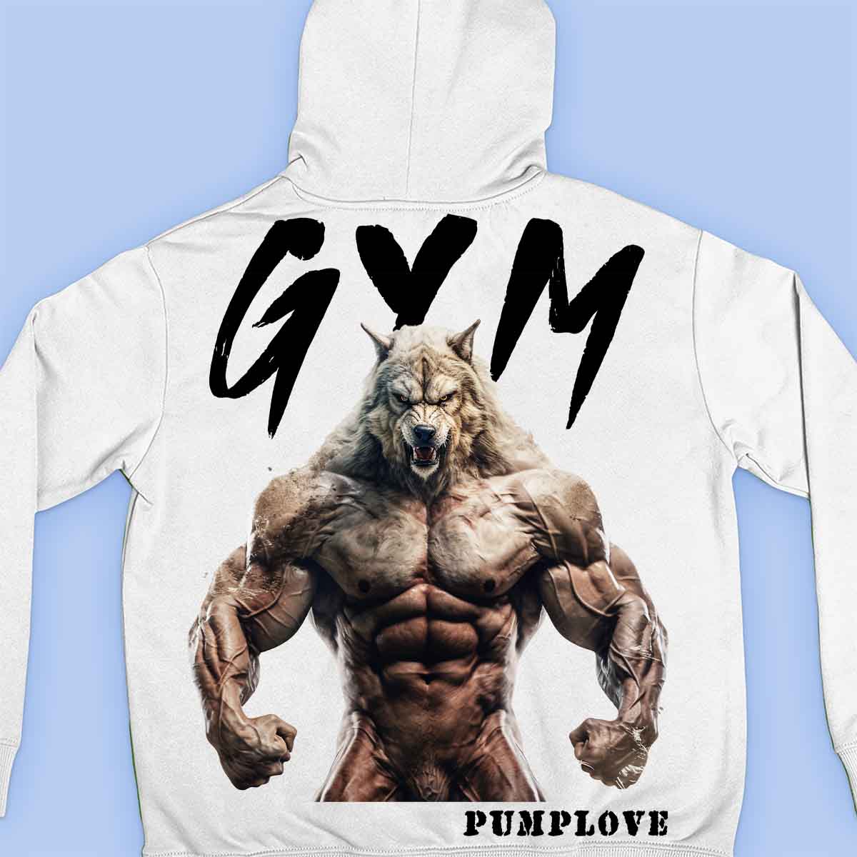 Gym Wolf - Felpa con cappuccio premium con stampa unisex