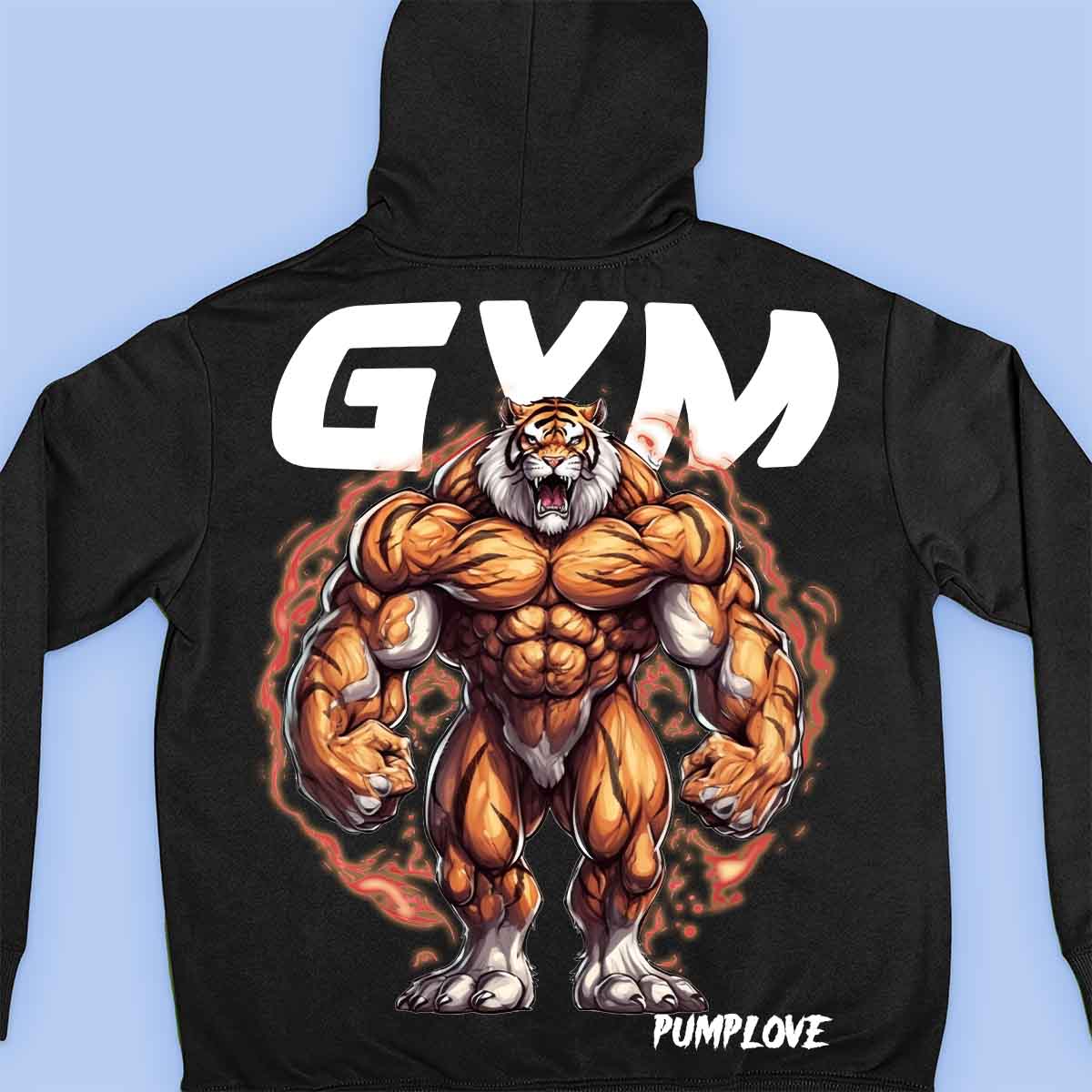 Gym Tiger - Felpa con cappuccio premium con stampa unisex