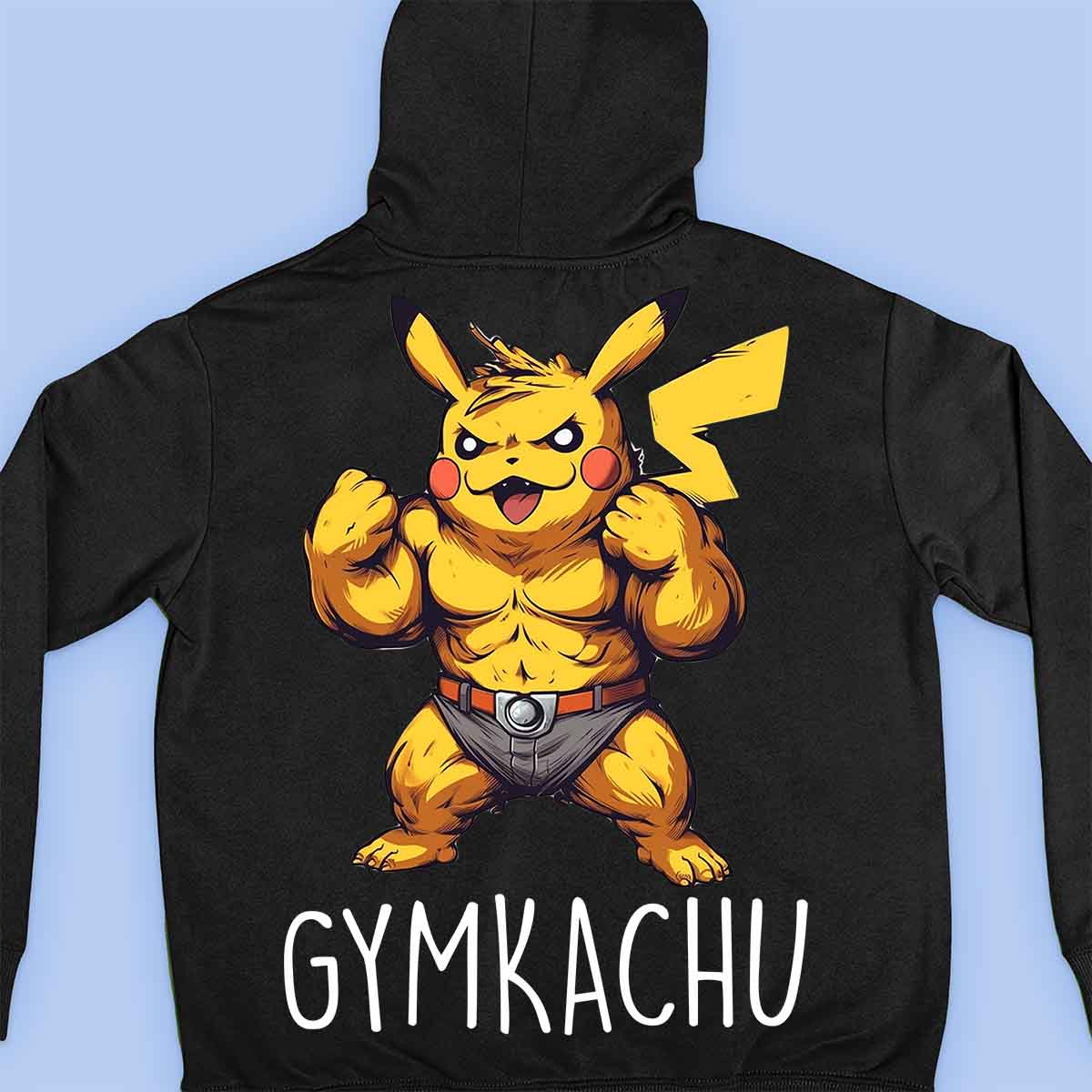 Gymkachu - Felpa con cappuccio premium unisex con stampa sul retro