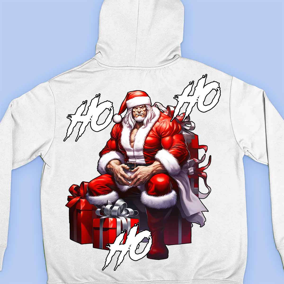 Ho Ho Ho - Felpa con cappuccio premium unisex con stampa sul retro