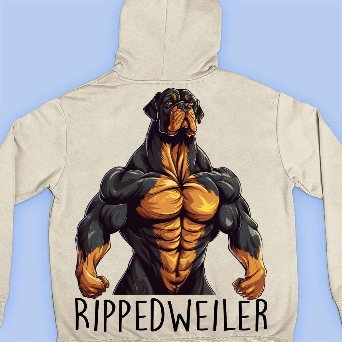 Rippedweiler - Felpa con cappuccio premium unisex con stampa sul retro