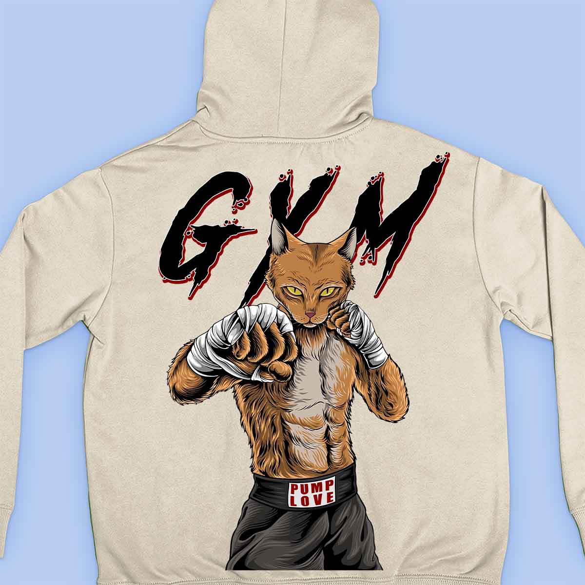 Gym Cat - Felpa con cappuccio premium con stampa unisex