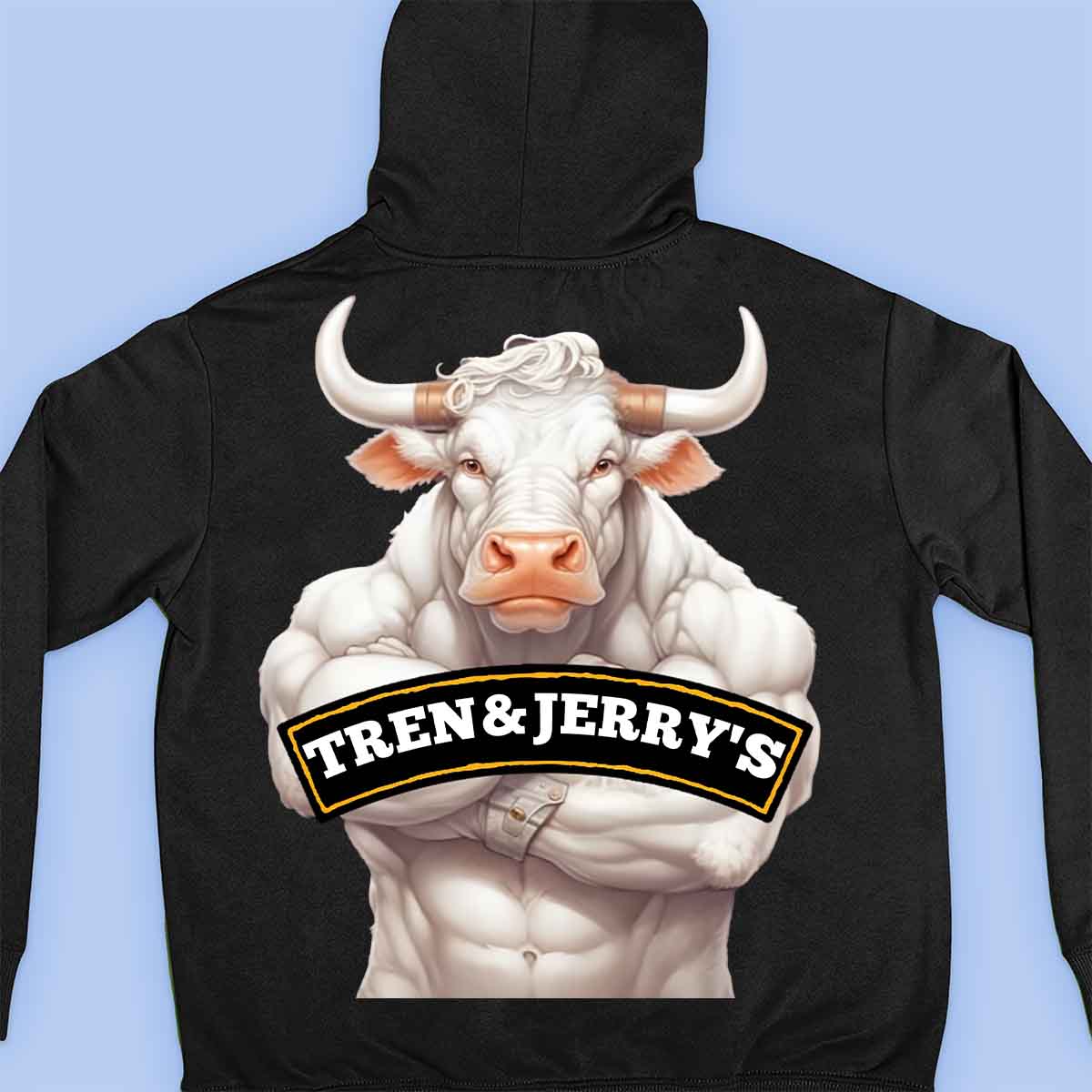 Tren&Jerry's - Felpa con cappuccio premium unisex con stampa sul retro