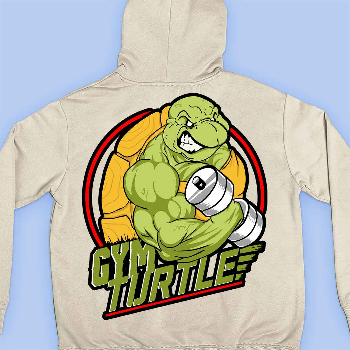 Gym Turtle - Felpa con cappuccio premium con stampa unisex