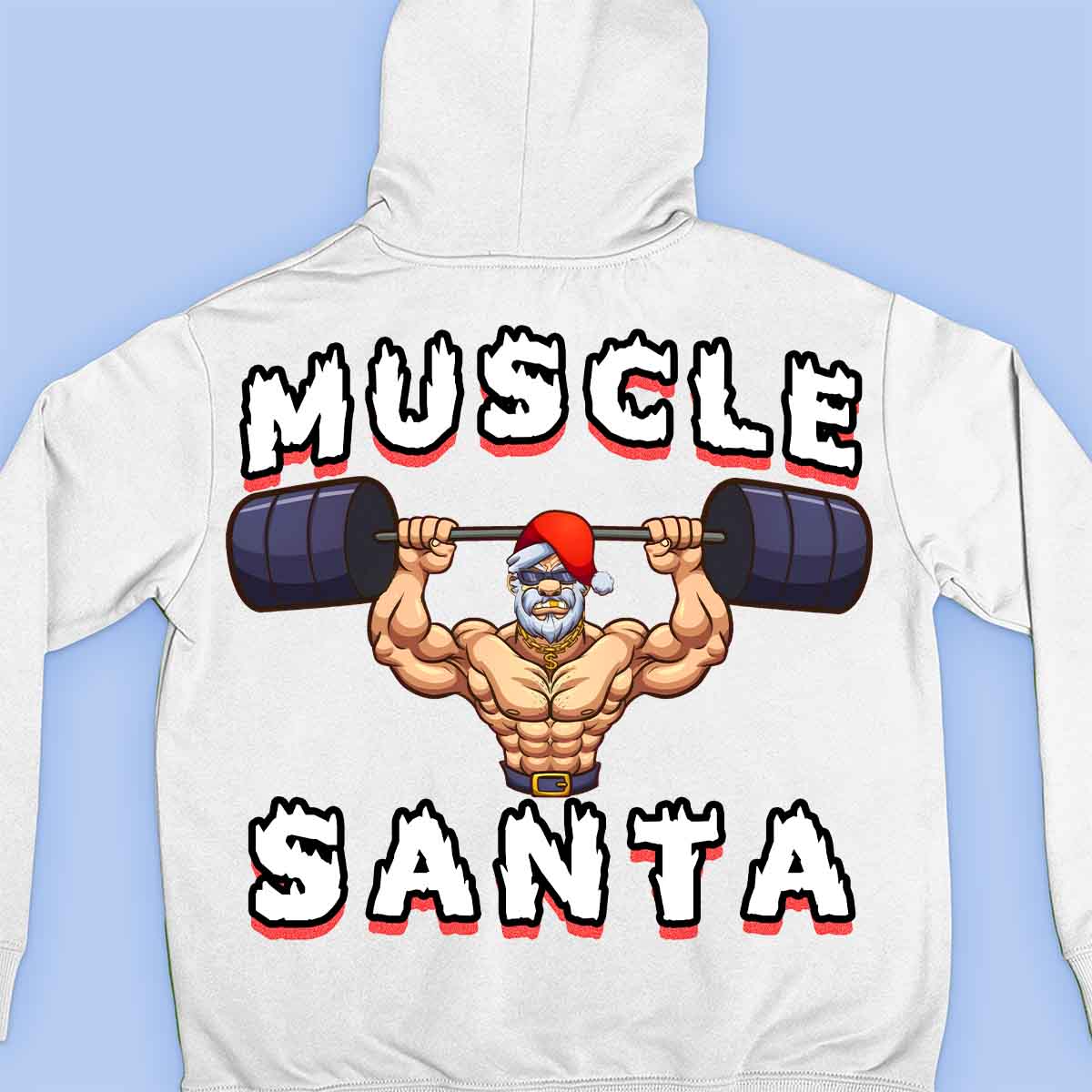 Muscle Santa - Felpa con cappuccio premium con stampa unisex