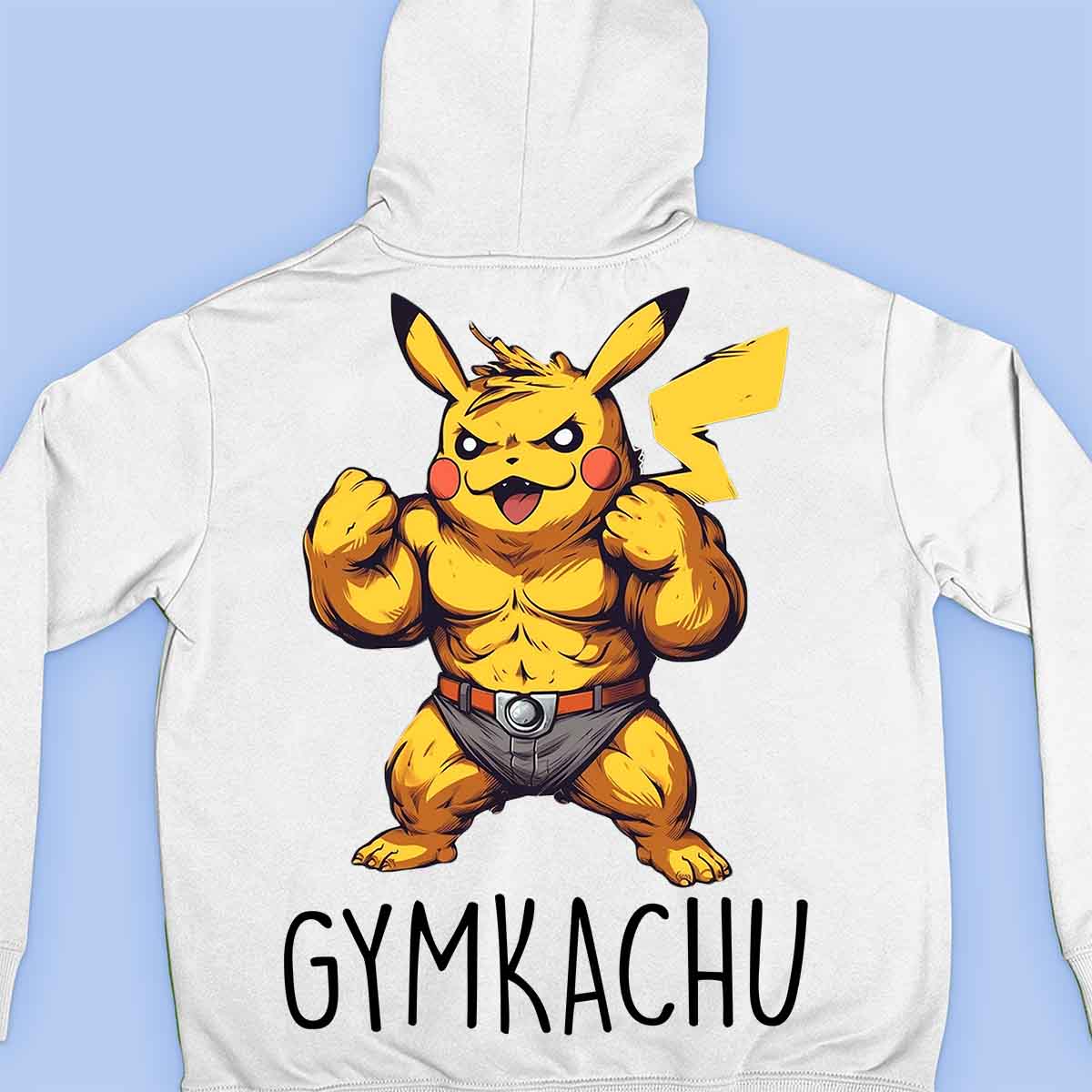 Gymkachu - Felpa con cappuccio premium unisex con stampa sul retro