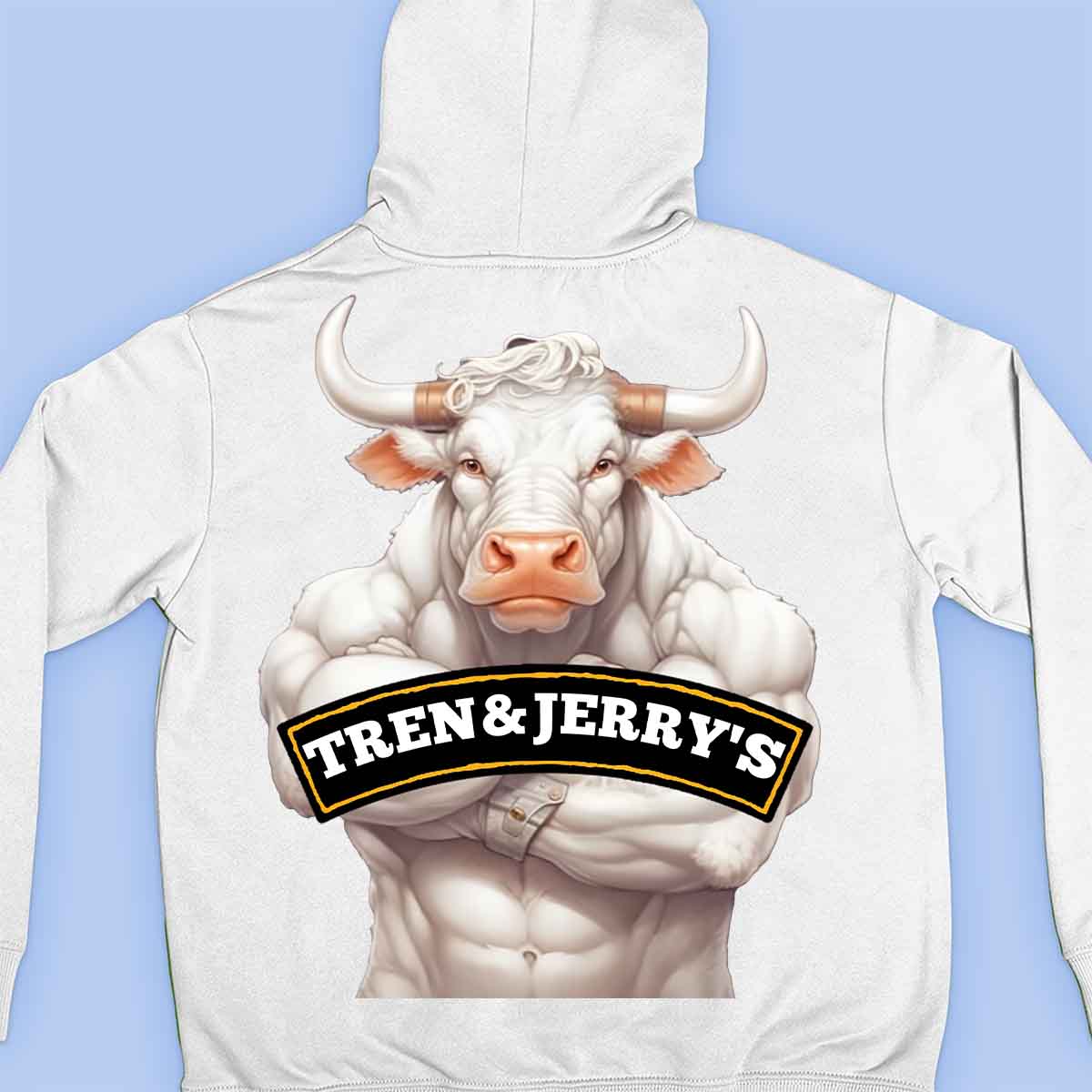 Tren&Jerry's - Felpa con cappuccio premium unisex con stampa sul retro