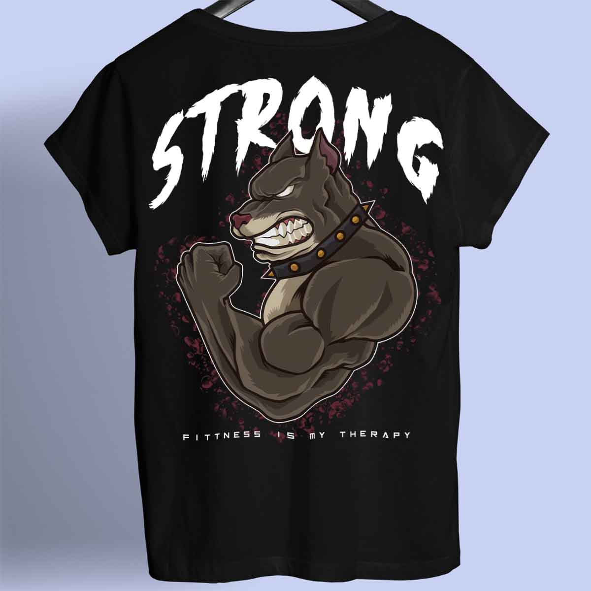 Strong Dog - Maglietta premium unisex con stampa sul retro