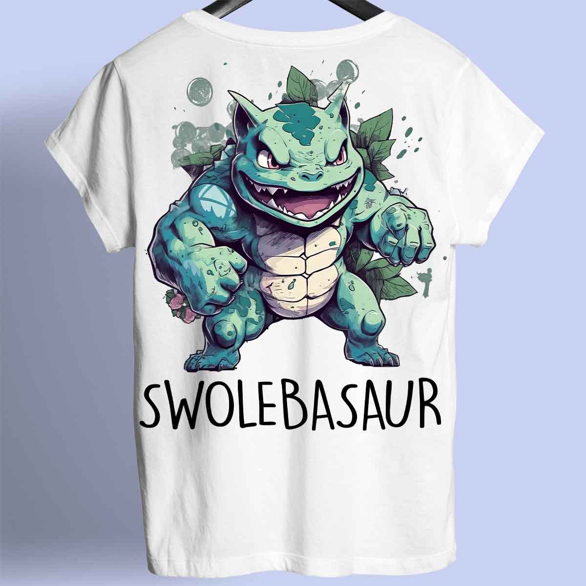 Swolebasaur - Maglietta Premium unisex con stampa sul retro