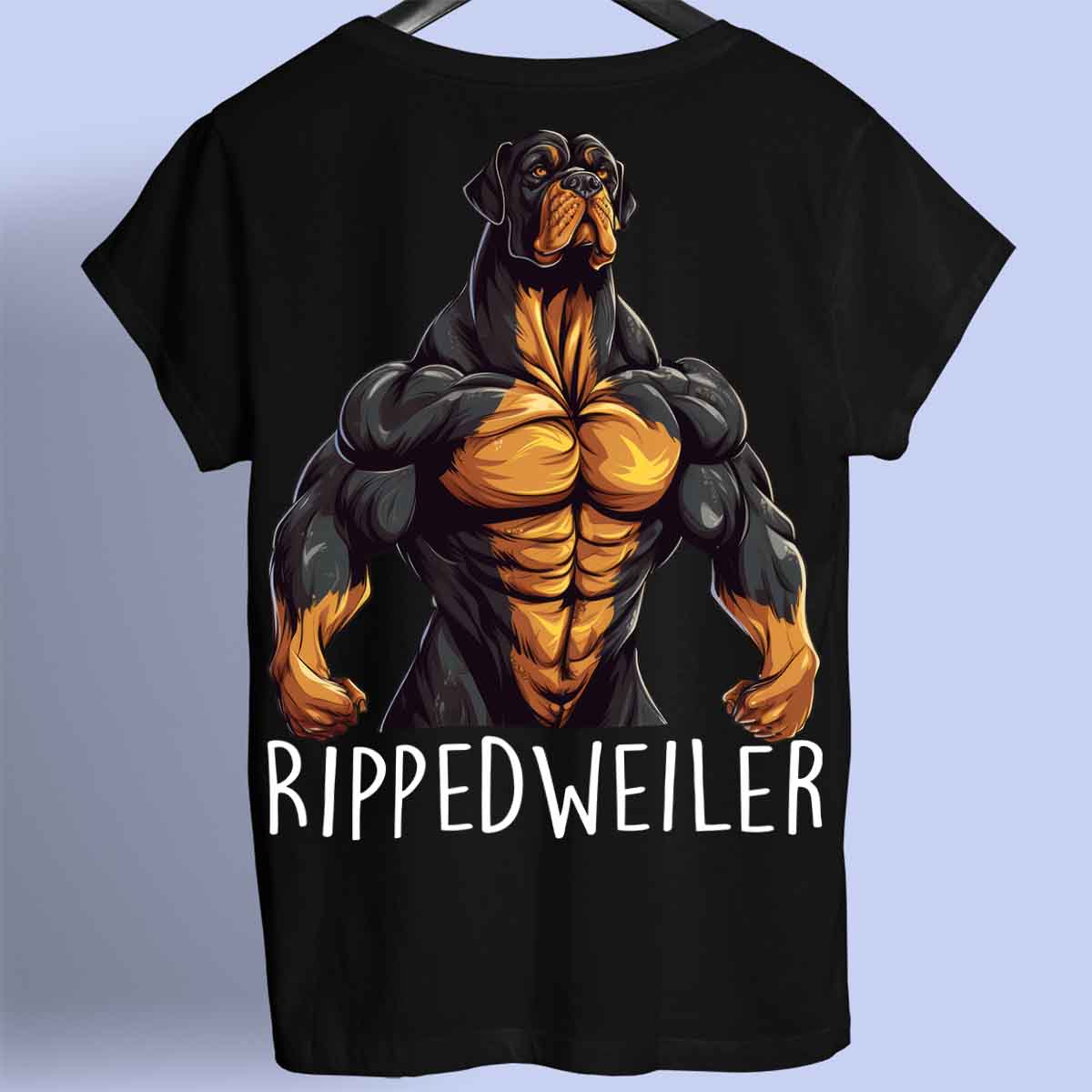 Rippedweiler - Maglietta Premium unisex con stampa sul retro