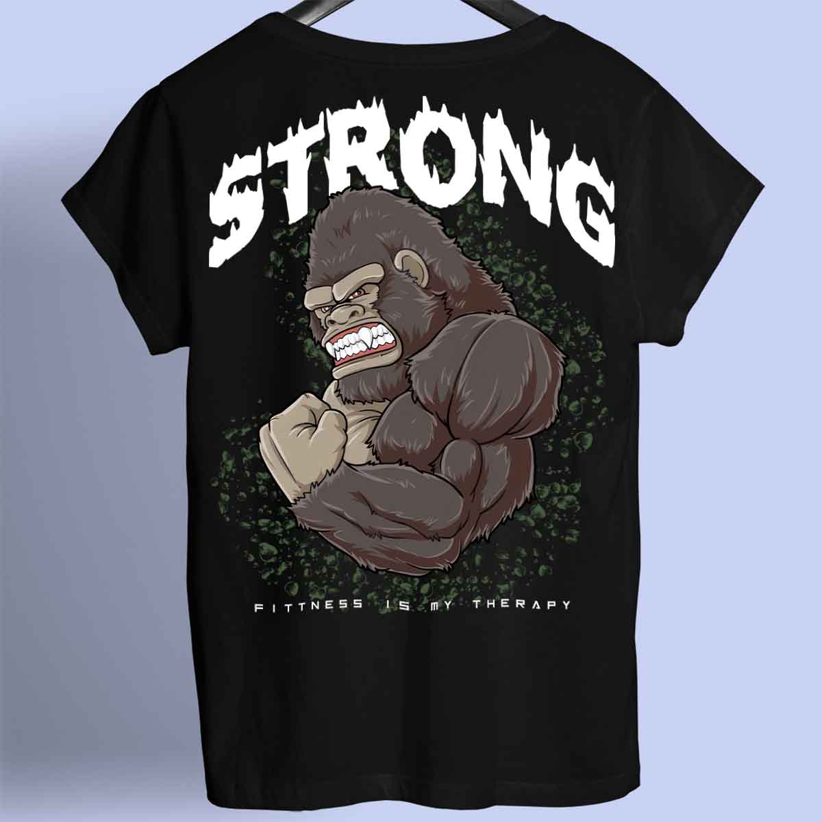 Strong Gorilla - T-shirt premium unisex con stampa sul retro