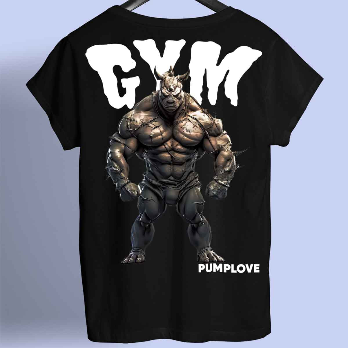 Gym Rhino - Maglietta Premium con stampa sul retro unisex