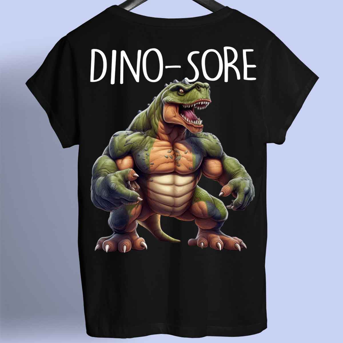 Dino-Sore - Maglietta premium unisex con stampa sul retro