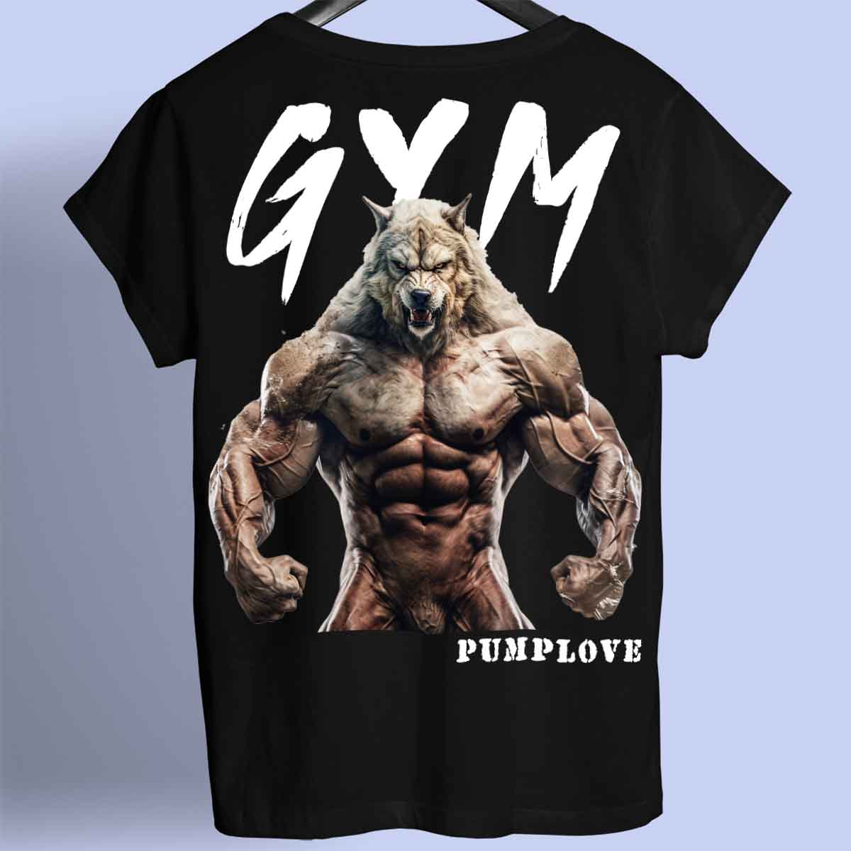 Gym Wolf - Maglietta Premium con stampa sul retro unisex