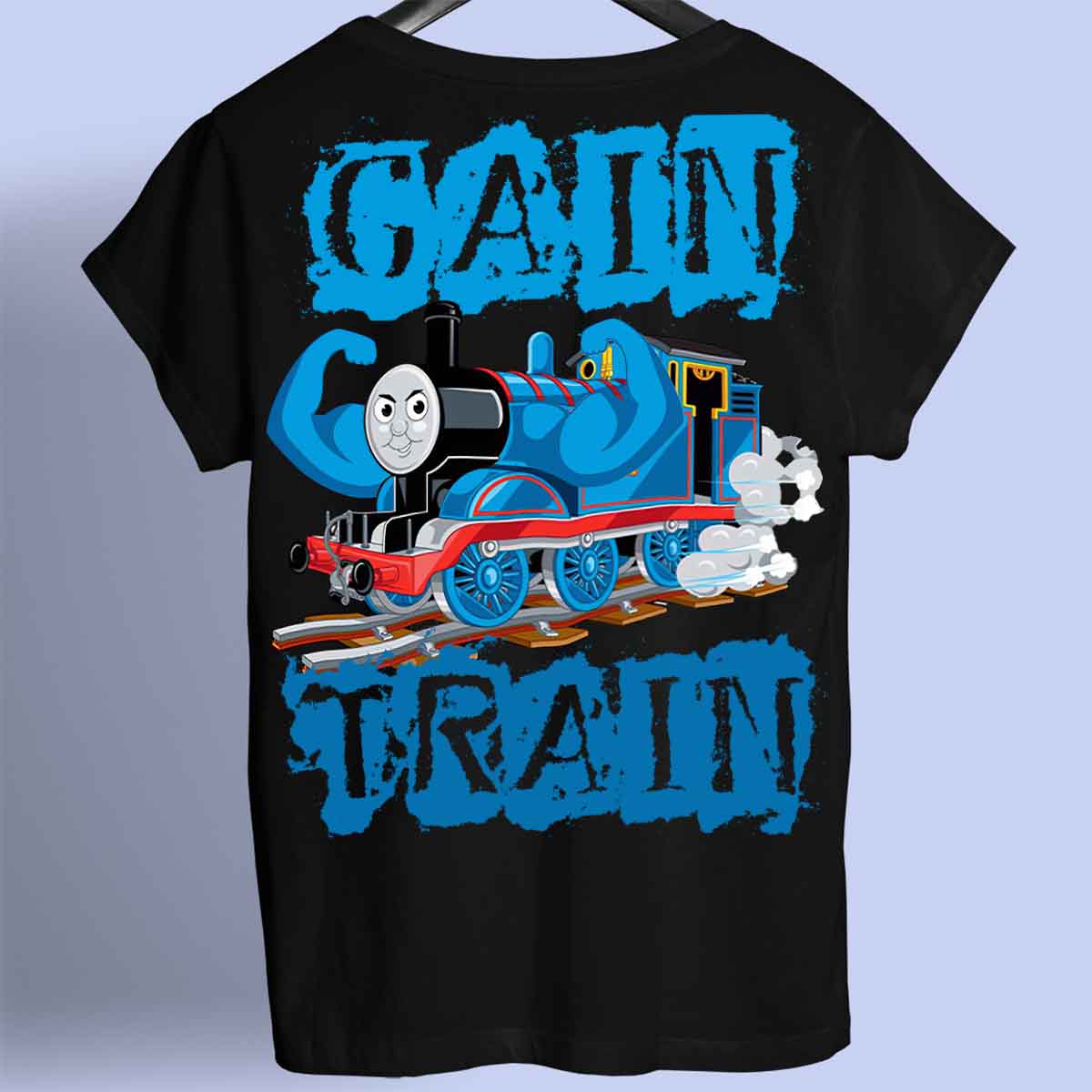 Gain Train - Maglietta premium unisex con stampa sul retro