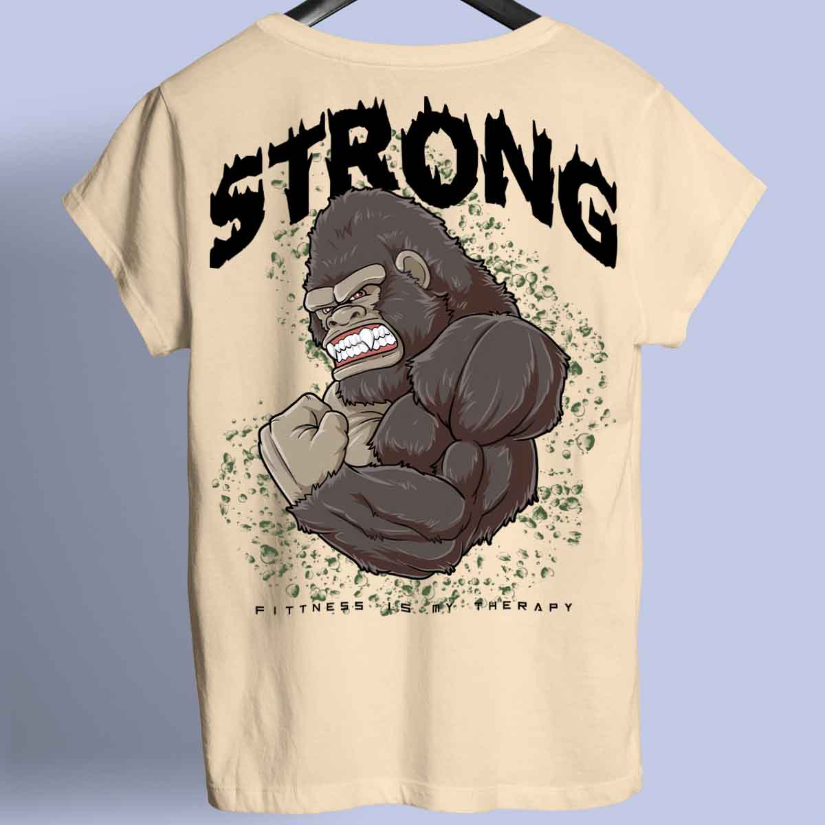 Strong Gorilla - T-shirt premium unisex con stampa sul retro