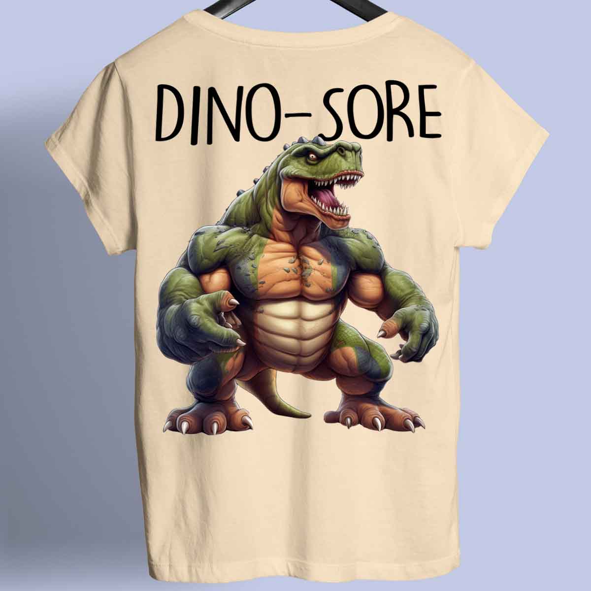 Dino-Sore - Maglietta premium unisex con stampa sul retro