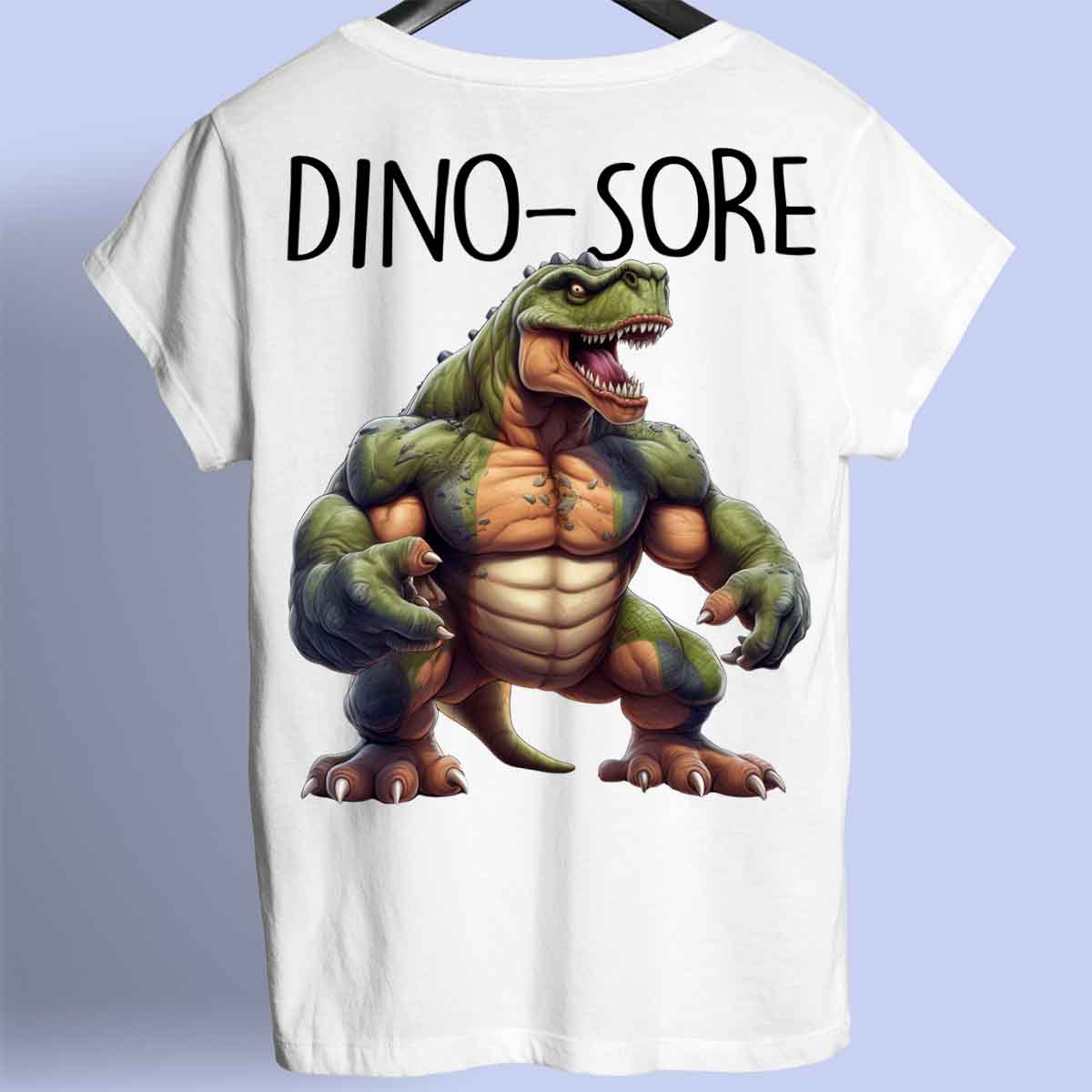 Dino-Sore - Maglietta premium unisex con stampa sul retro