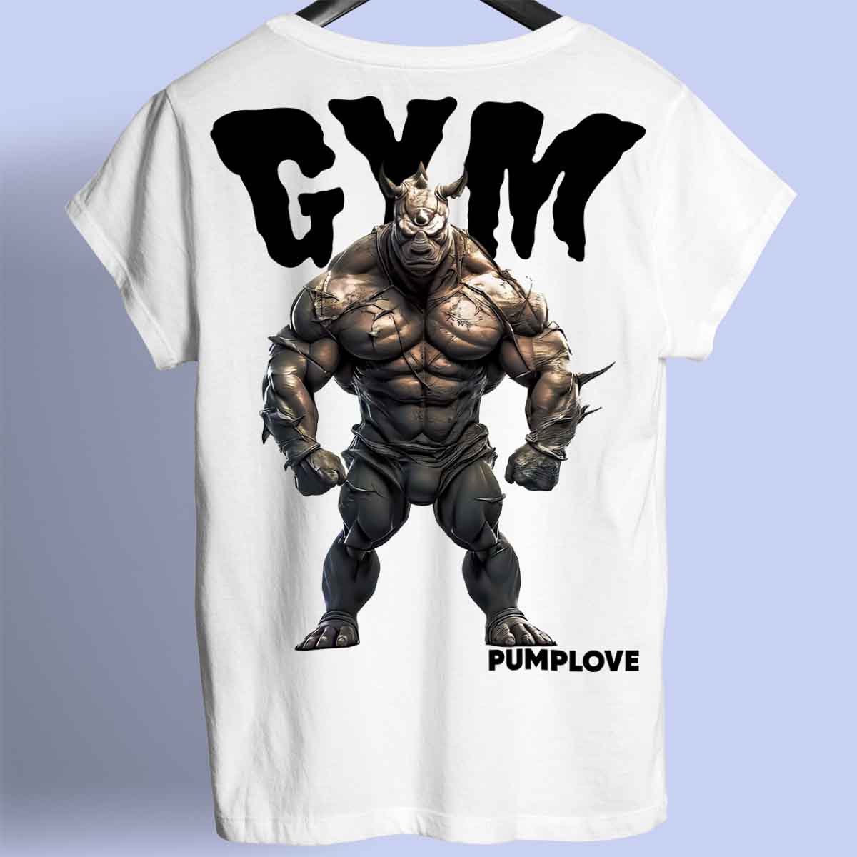 Gym Rhino - Maglietta Premium con stampa sul retro unisex