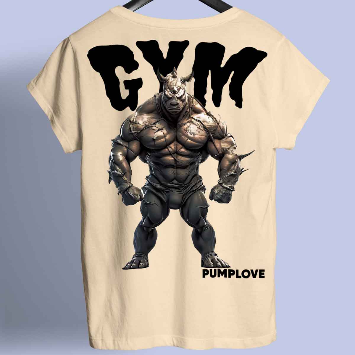 Gym Rhino - Maglietta Premium con stampa sul retro unisex