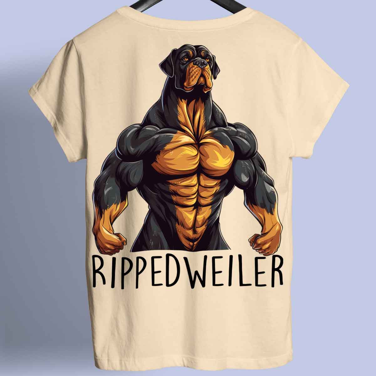 Rippedweiler - Maglietta Premium unisex con stampa sul retro