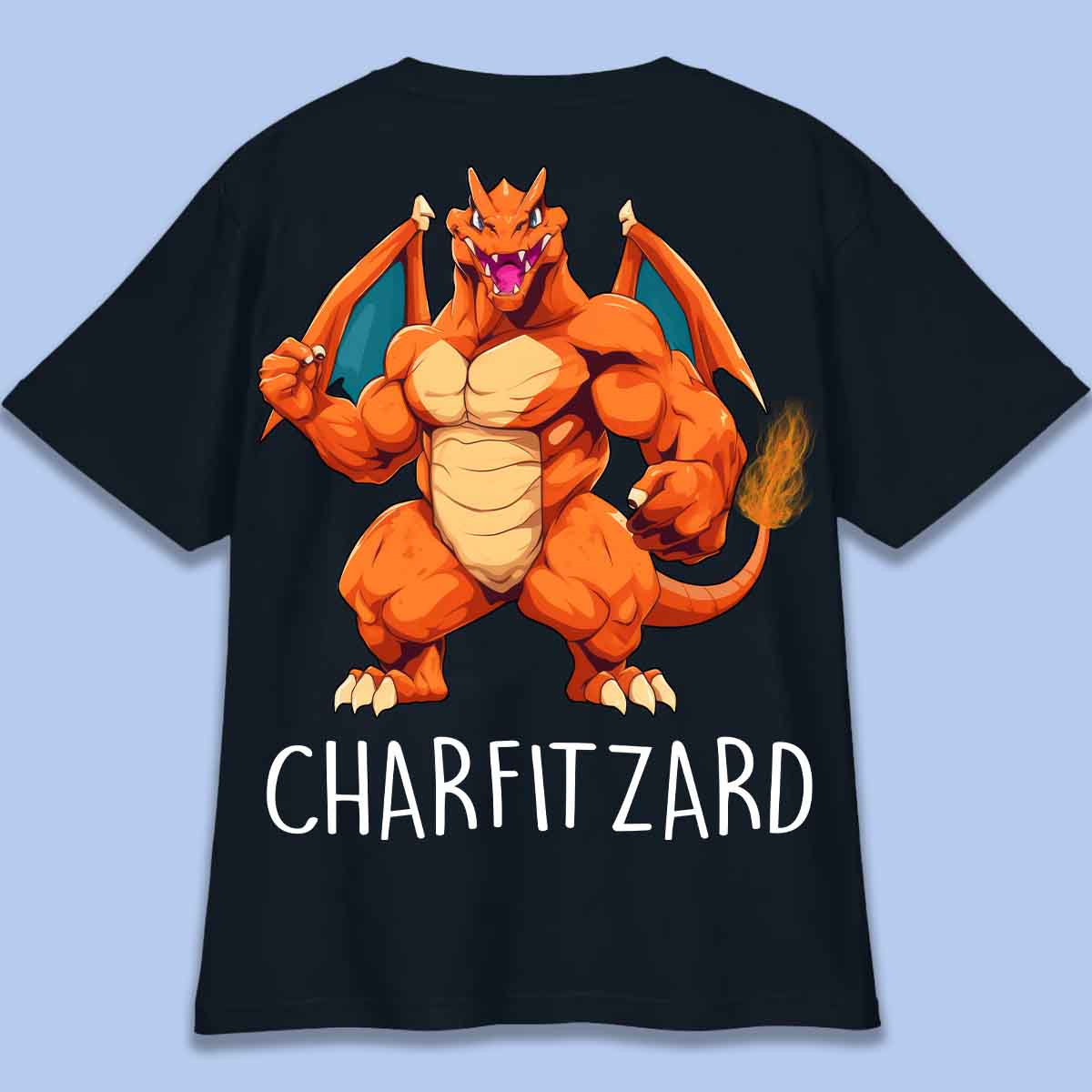 Charfitzard - T-shirt oversize unisex con stampa posteriore