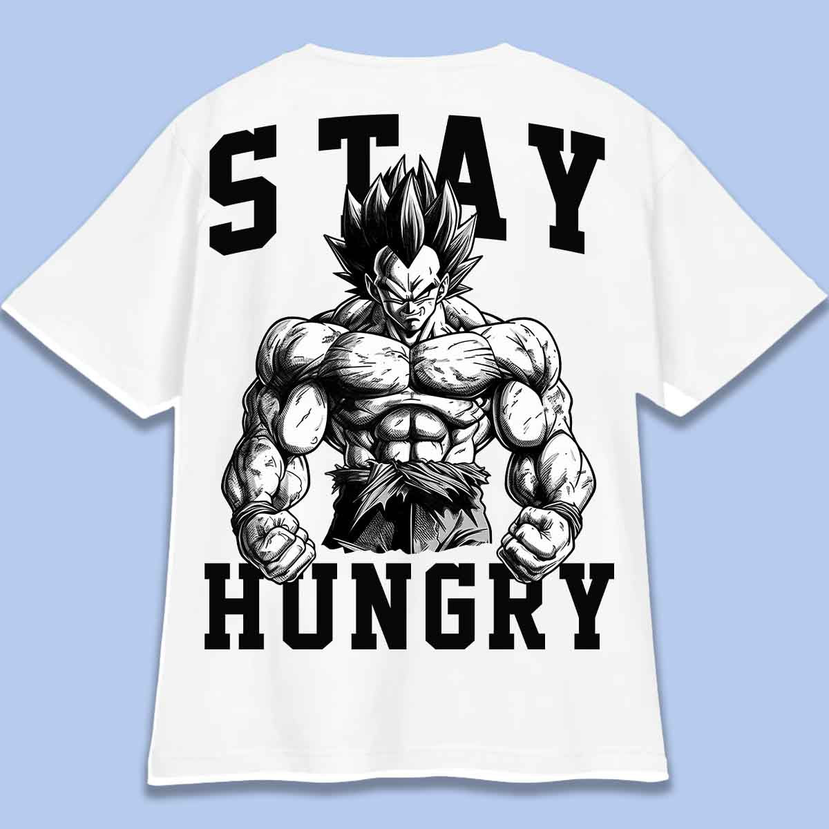 Stay Hungry - T-shirt oversize unisex con stampa posteriore