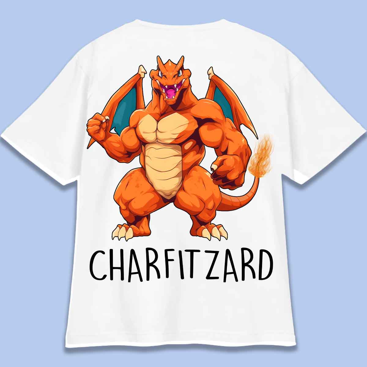 Charfitzard - T-shirt oversize unisex con stampa posteriore