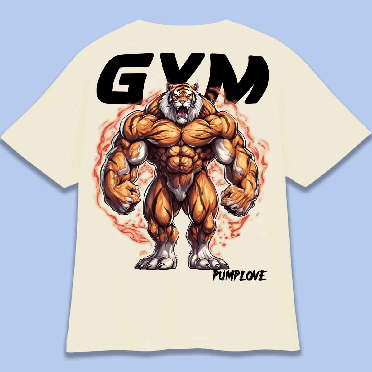 Gym Tiger - T-shirt oversize unisex con stampa posteriore