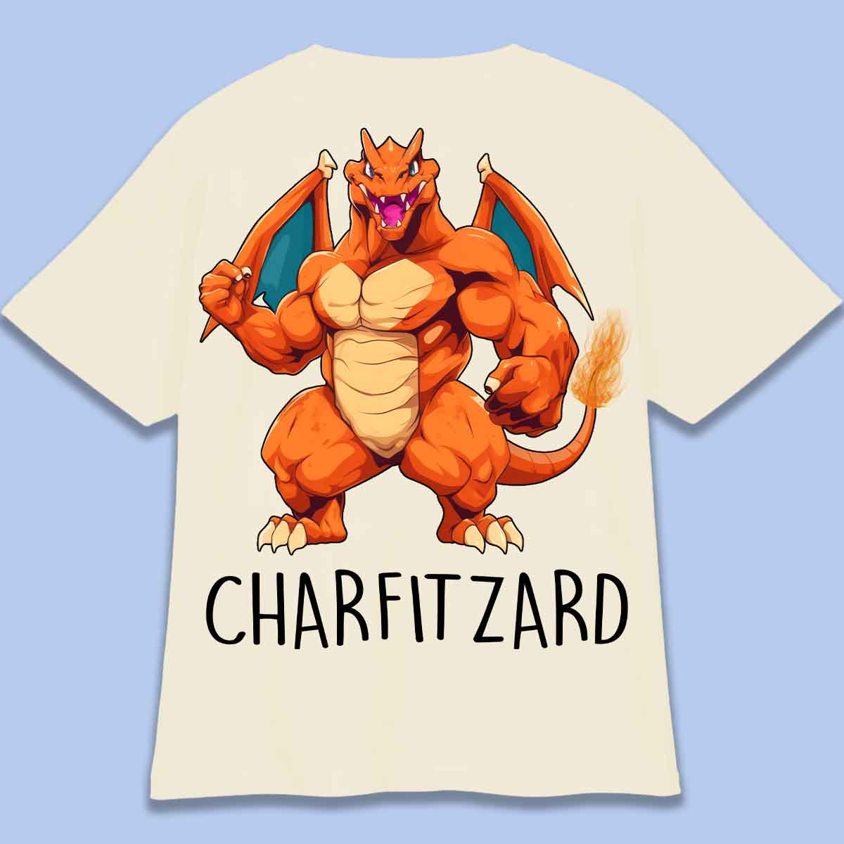 Charfitzard - T-shirt oversize unisex con stampa posteriore