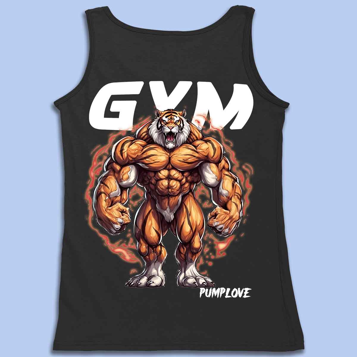 Gym Tiger - Canotta premium unisex con stampa sul retro